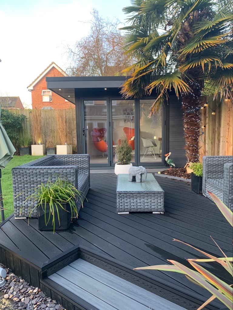 Garden Room In Peterborough, With Composite Decking For Outdoor Seating Area